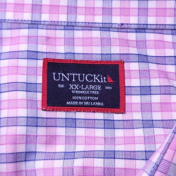 UNTUCKit Pink Blue & White Check Wrinkle-Free Dolcetto Shirt XXL - Picture 4 of 6